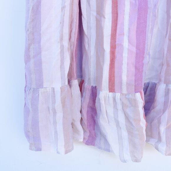 Rails Amaya Juliette Tiered Striped Tank Midi Dress Pink Linen Medium - Picture 7 of 13